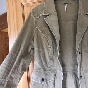 Free People - Military Ruffles Tan Blazer Jacket